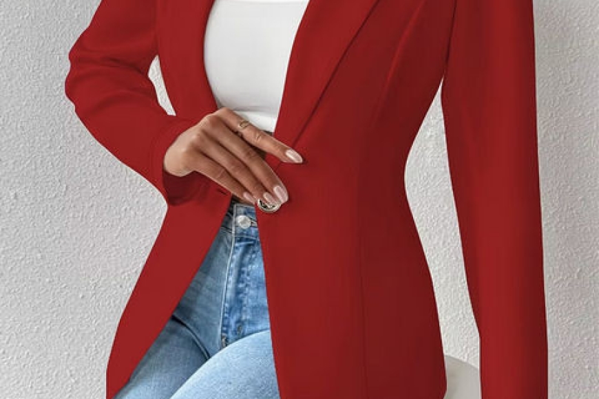 Women's Lightweight Maroon Casual Blazer Jacket